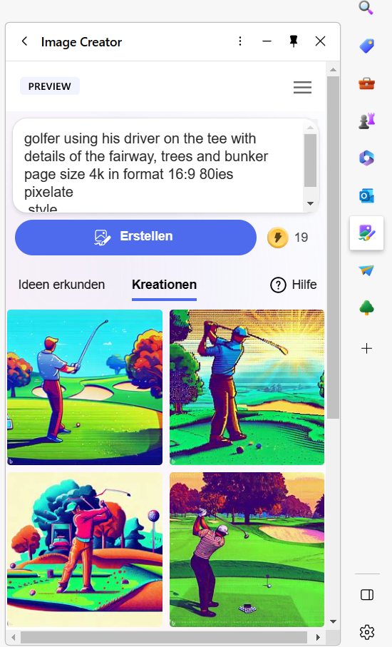 KI-generiertes Golfbild über den Edge Browser