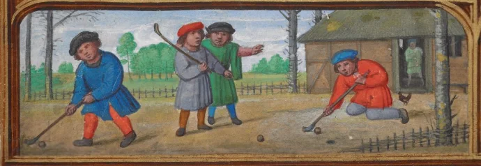Golfähnliche Szene aus dem Golf Book of Hours, um 1540